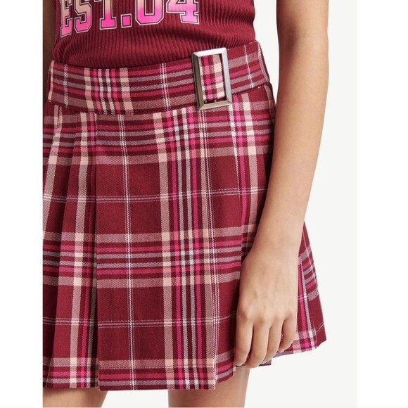 Justice Girls medium 10 Faux Wrap Plaid Skirt with shorts - Picture 2 of 13